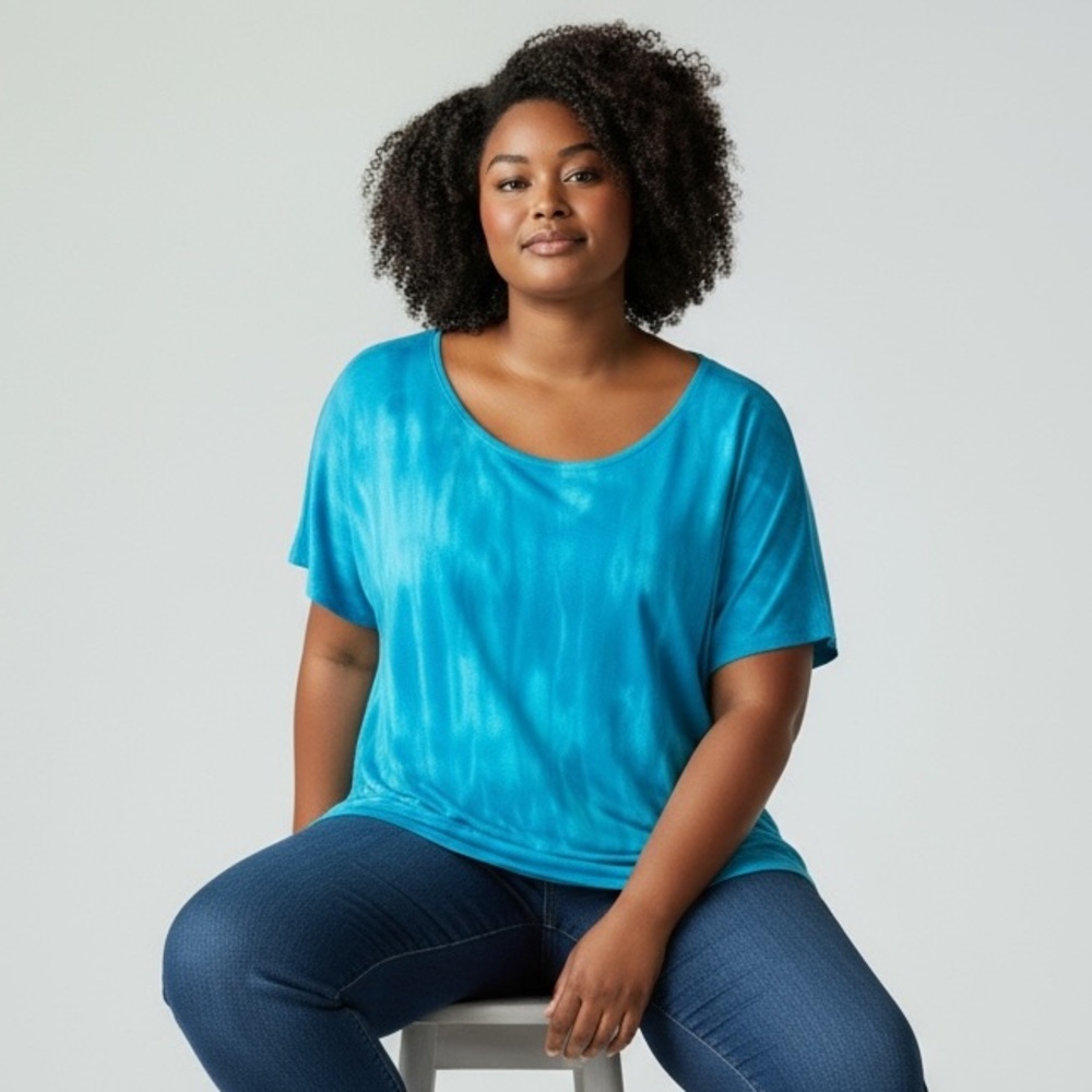 TORRID - NWT - SIZE 2X / 18-20‎ - BLUE TIE DIED - CALLIE HAVE FUN - OFF SHOULDER